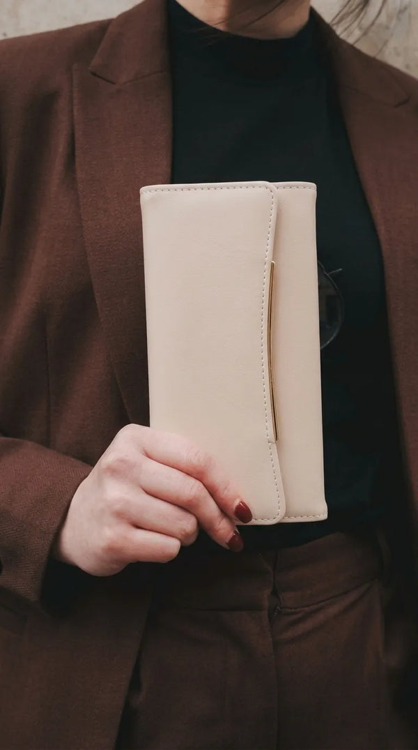Beige Formal Wallet For Women P71057