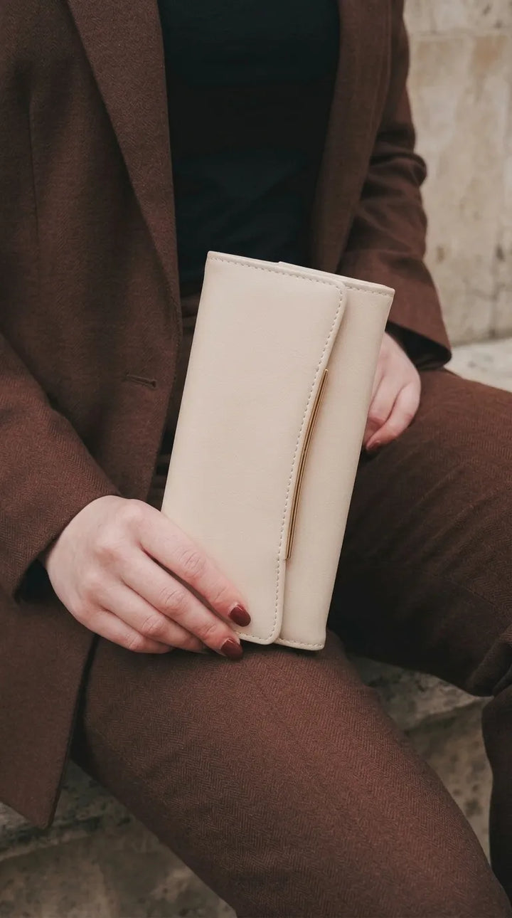 Beige Formal Wallet For Women P71057
