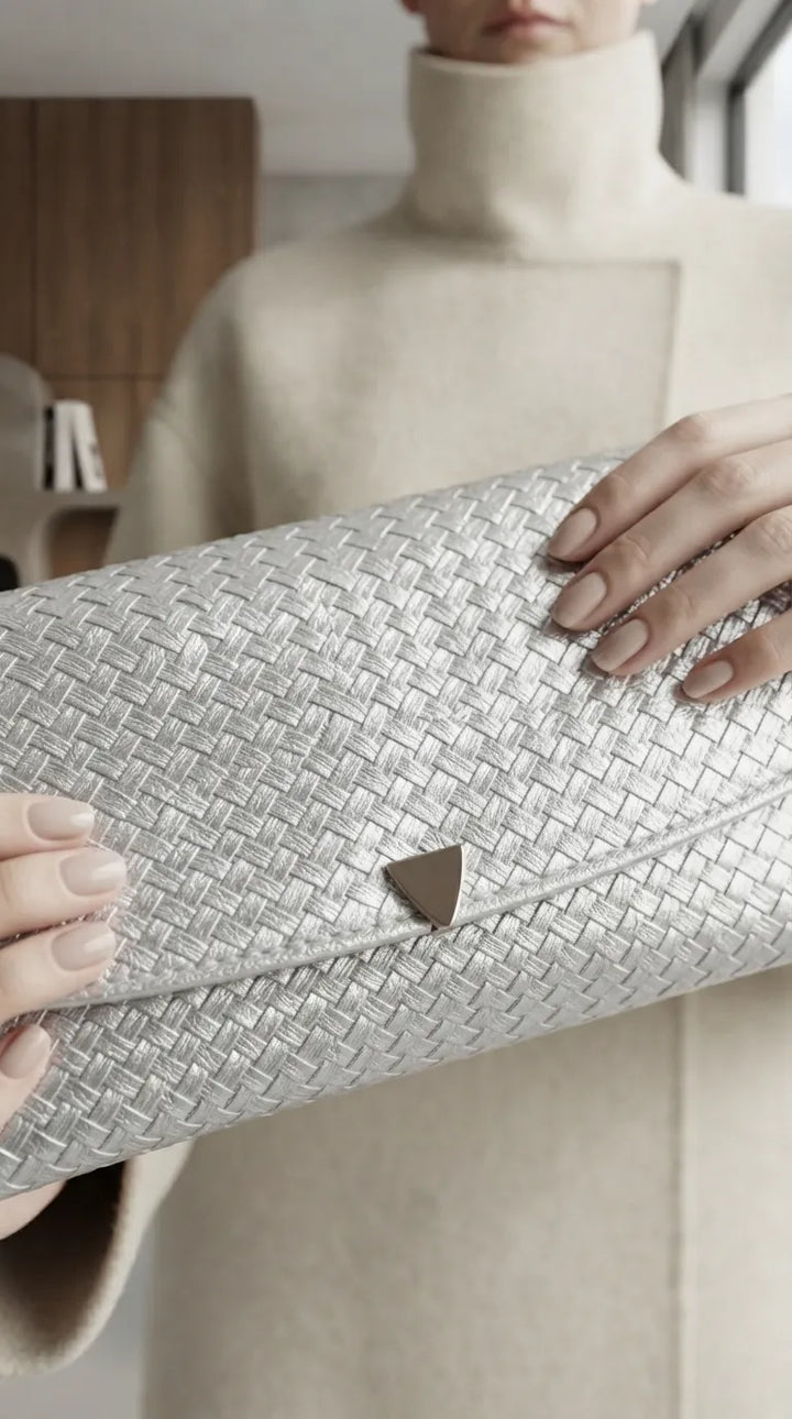 Silver Formal Wallet For Women P71058