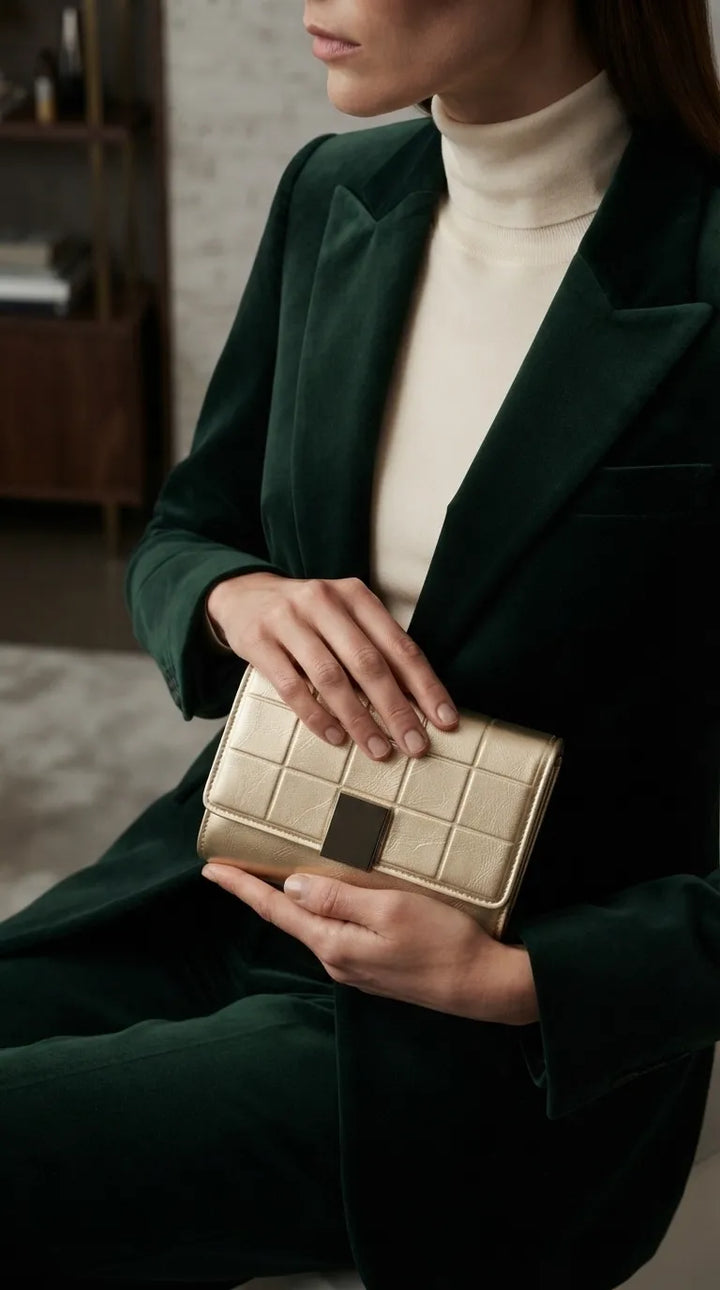 Golden Formal Wallet For Women P71078