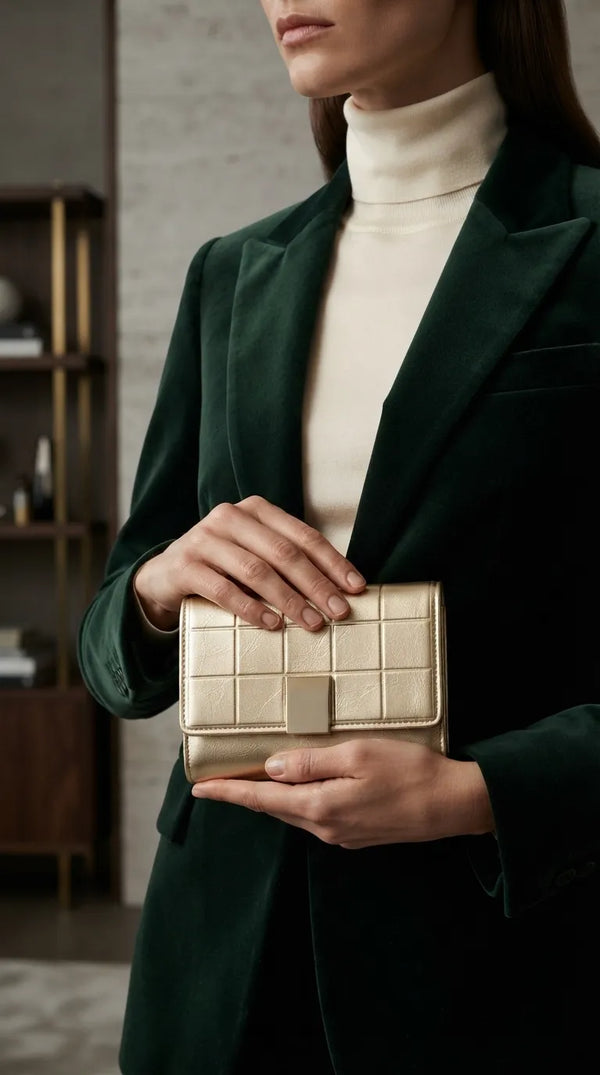 Golden Formal Wallet For Women P71078