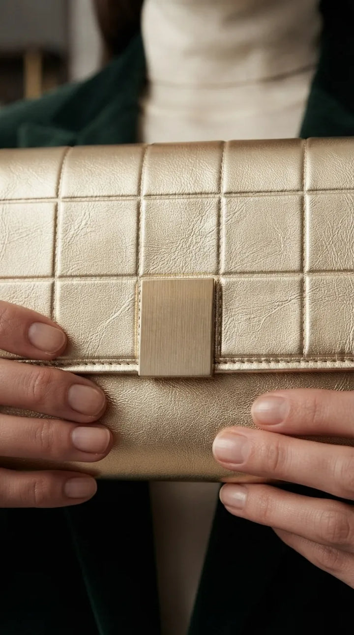 Golden Formal Wallet For Women P71078