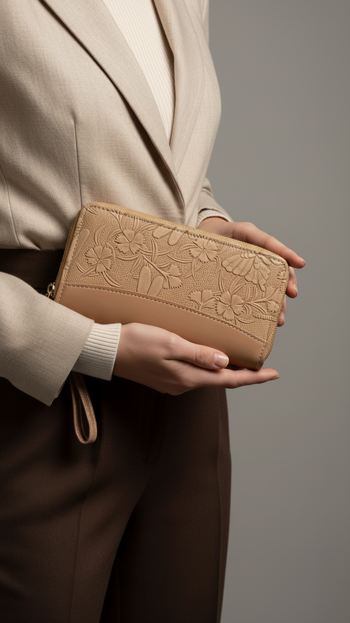 Beige Casual Wallet For Women P71143