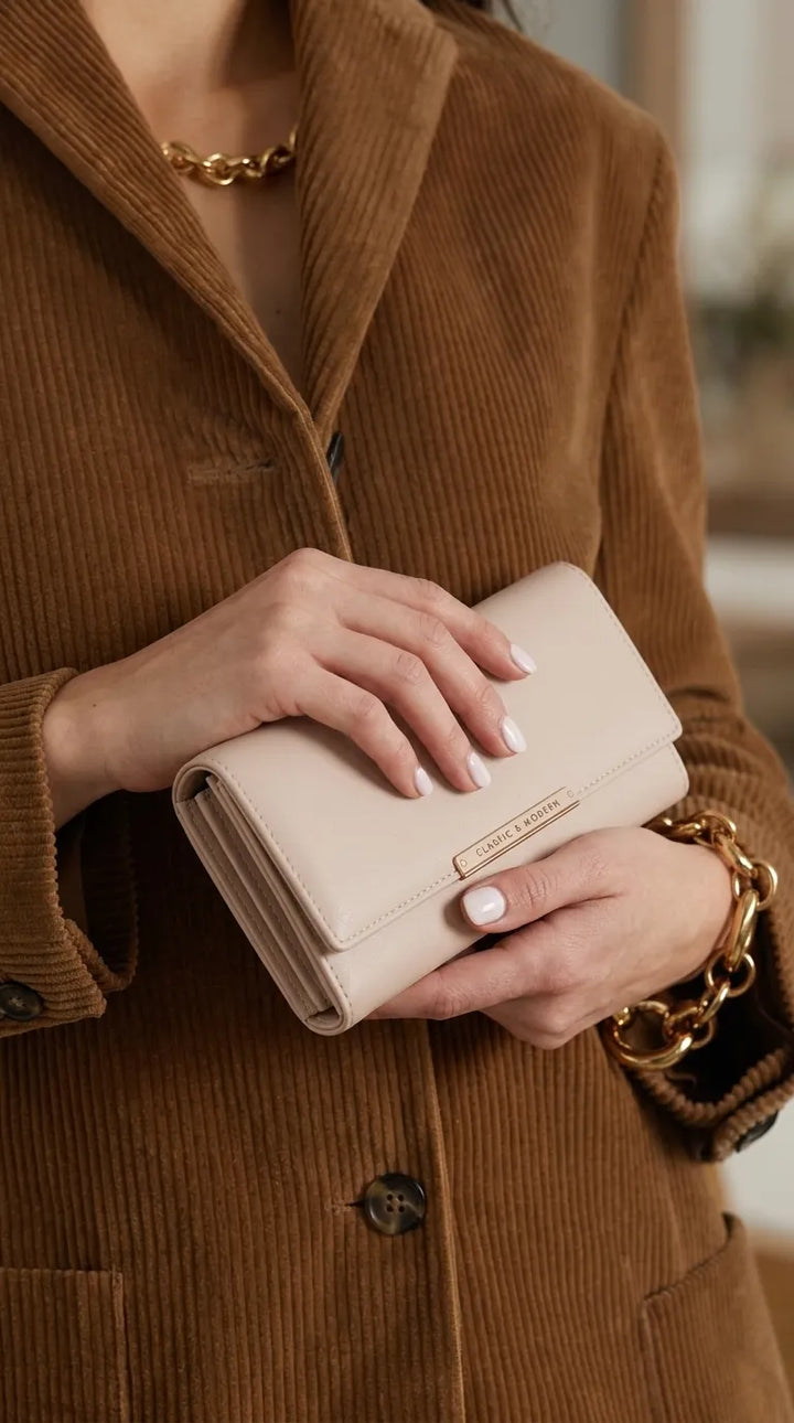 Beige Formal Wallet For Women P71230