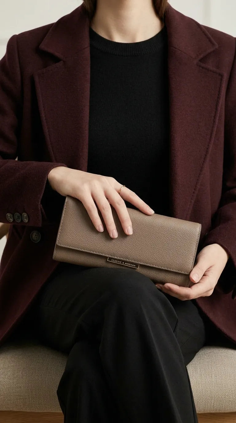 Khaki Formal Wallet For Women P71231