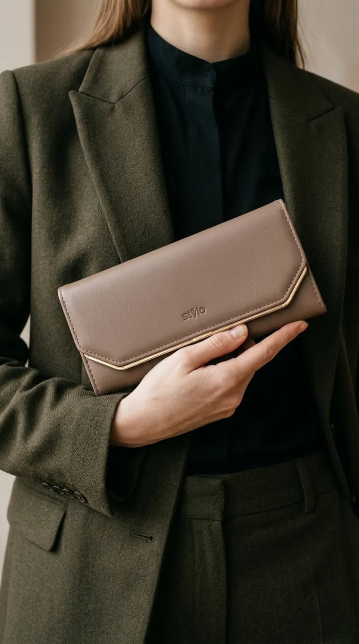 Khaki Formal Wallet For Women P71232