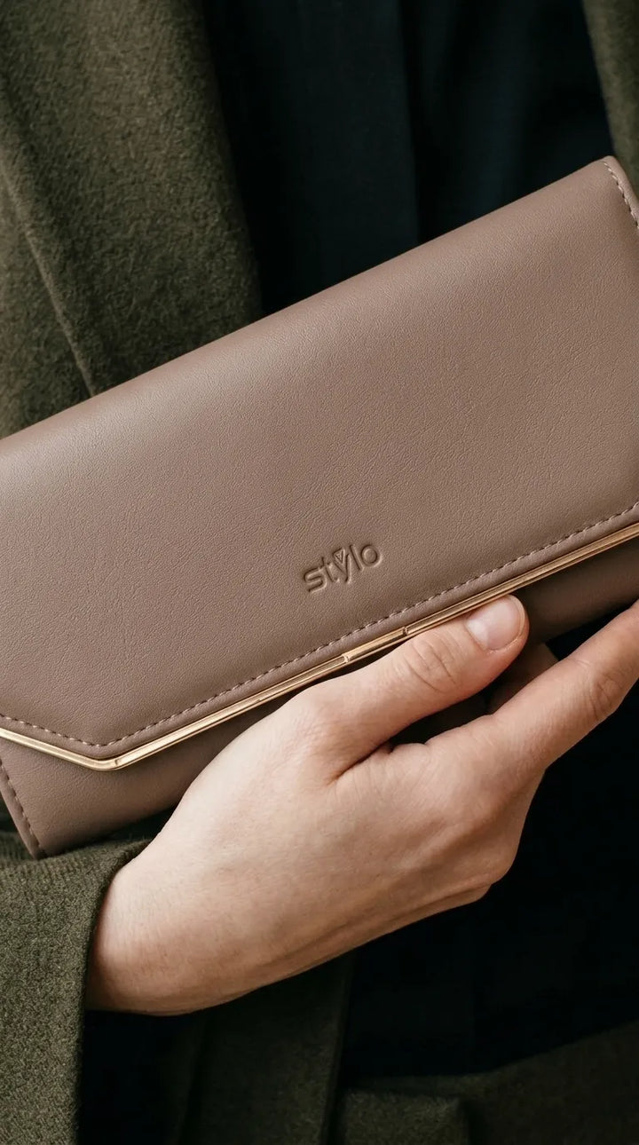 Khaki Formal Wallet For Women P71232