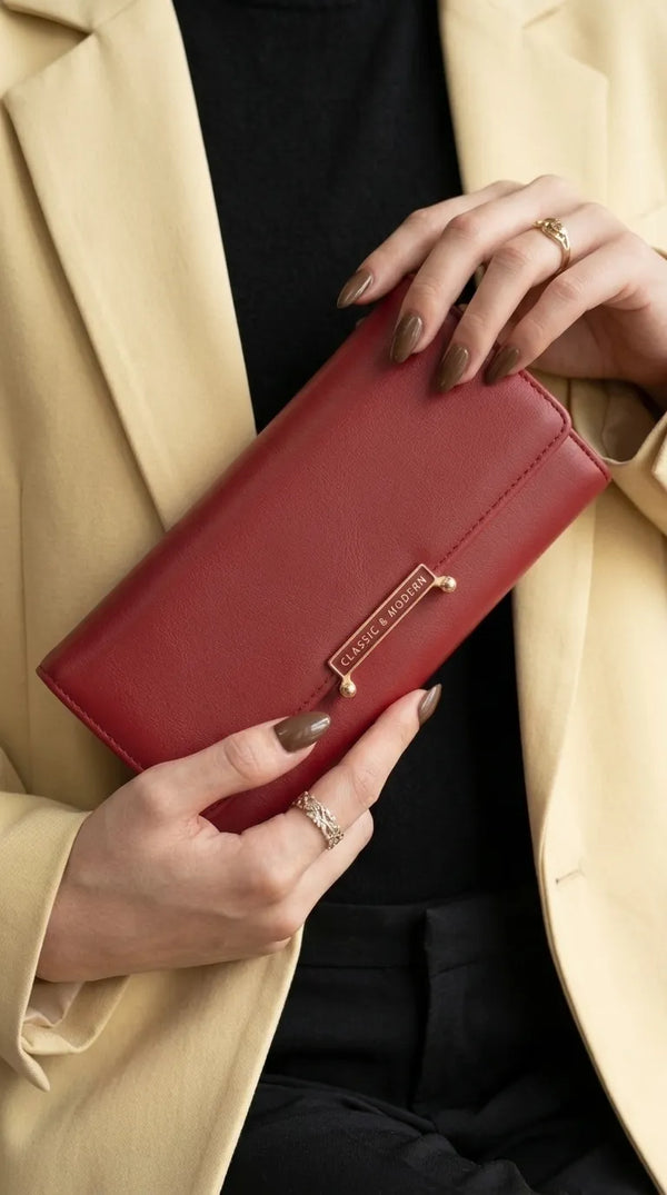 Maroon Formal Wallet For Women P71233