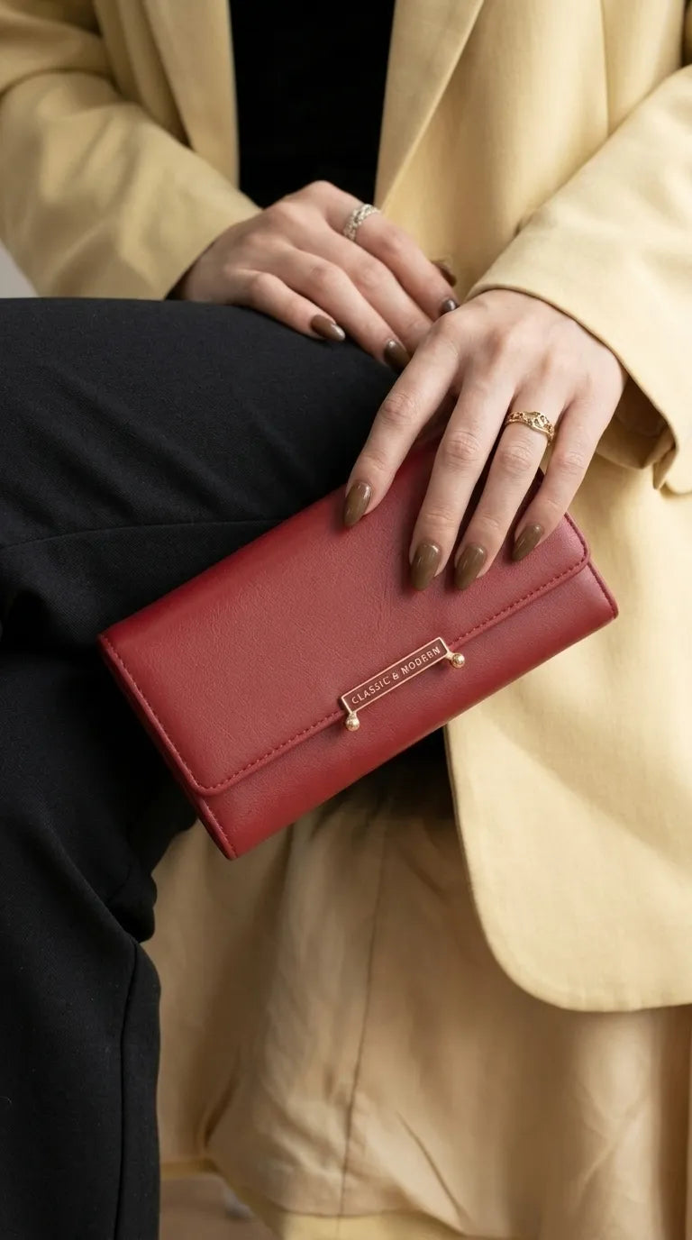 Maroon Formal Wallet For Women P71233