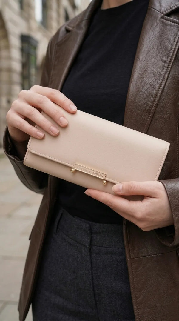 Beige Formal Wallet For Women P71233
