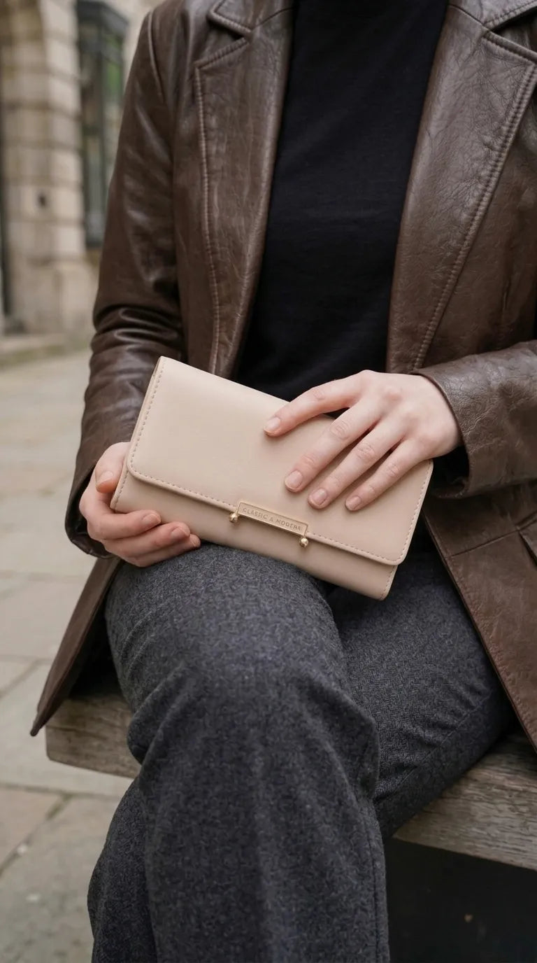 Beige Formal Wallet For Women P71233