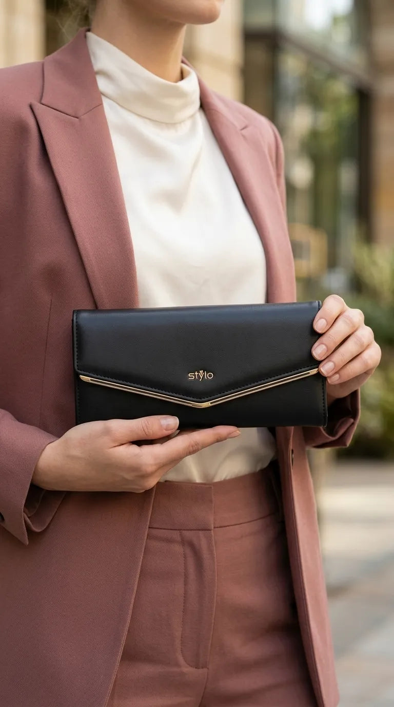 Black Formal Wallet For Women P71234