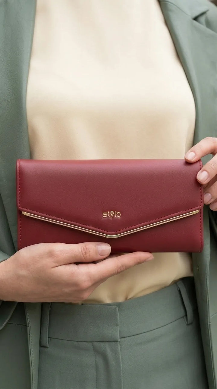 Maroon Formal Wallet For Women P71234