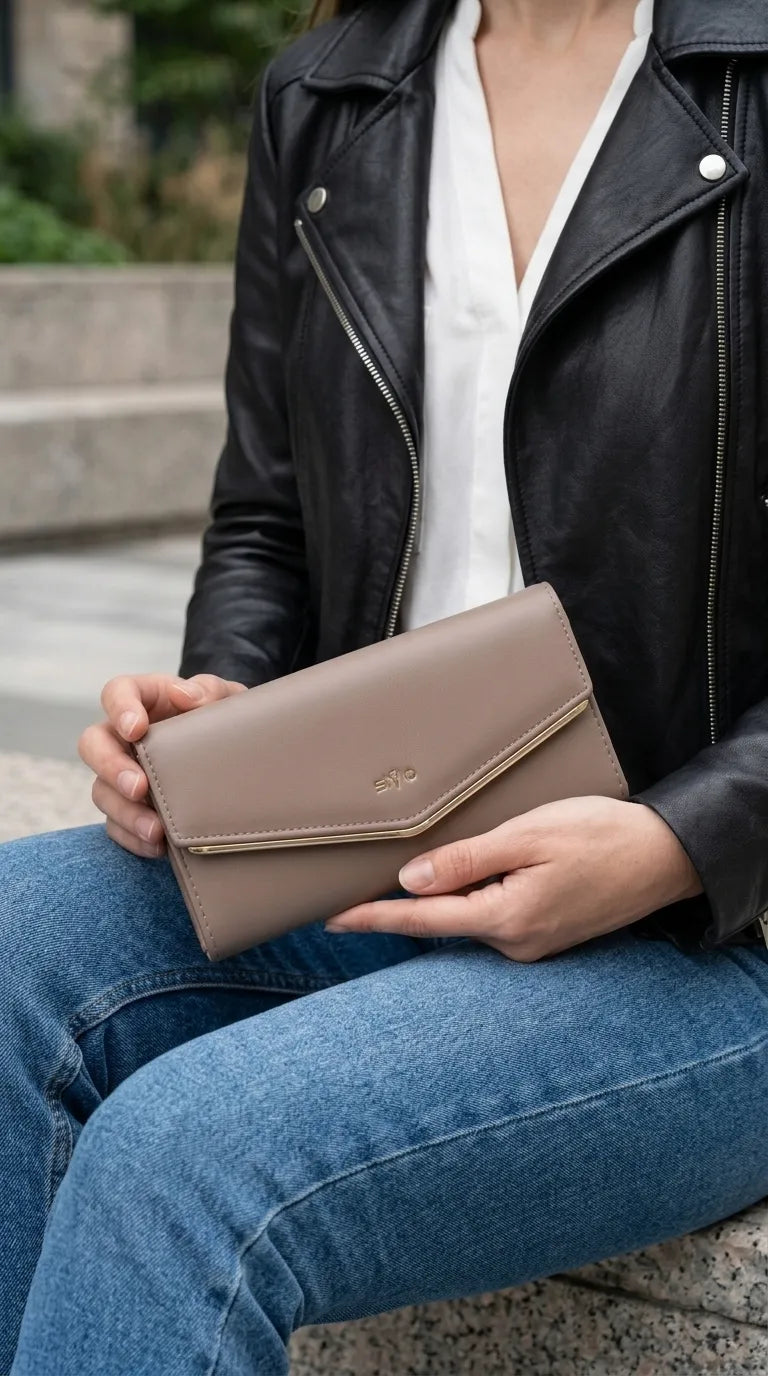 Khaki Formal Wallet For Women P71234