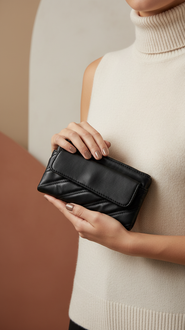 Black Casual Pouch For Ladies P97679