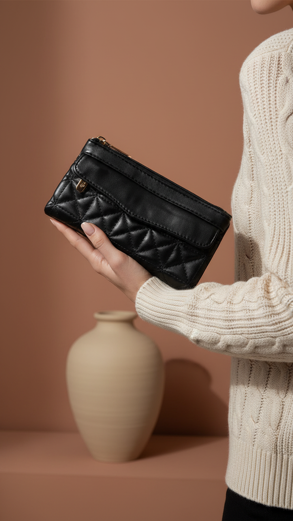 Black Casual Pouch For Ladies P97681