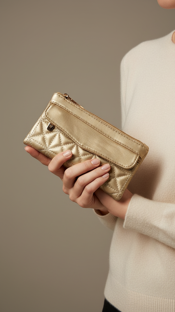 Golden Casual Pouch For Ladies P97681