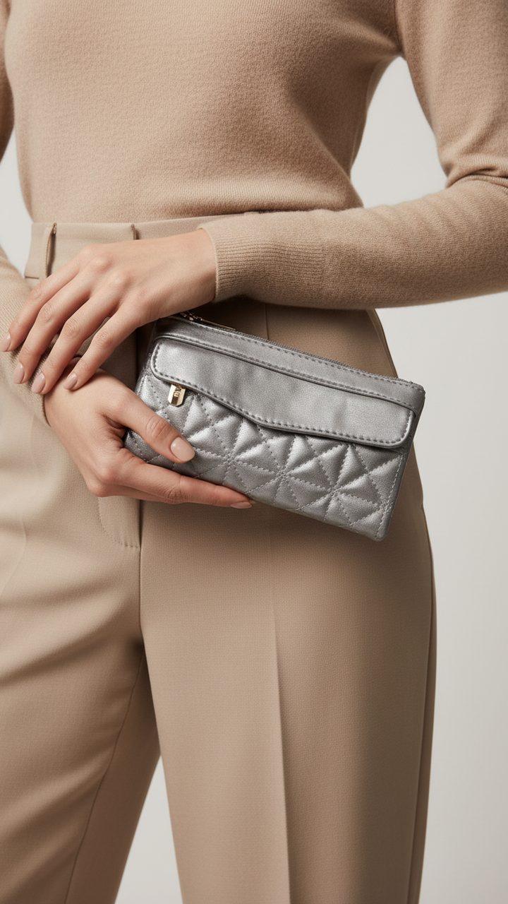 Silver Casual Pouch For Ladies P97681