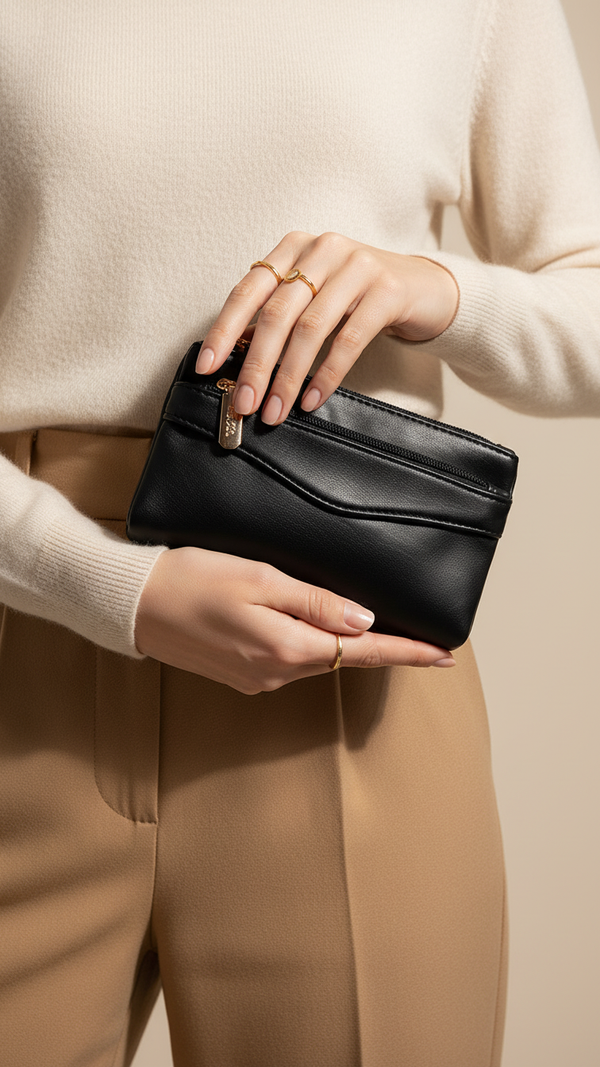 Black Casual Pouch For Ladies P97682