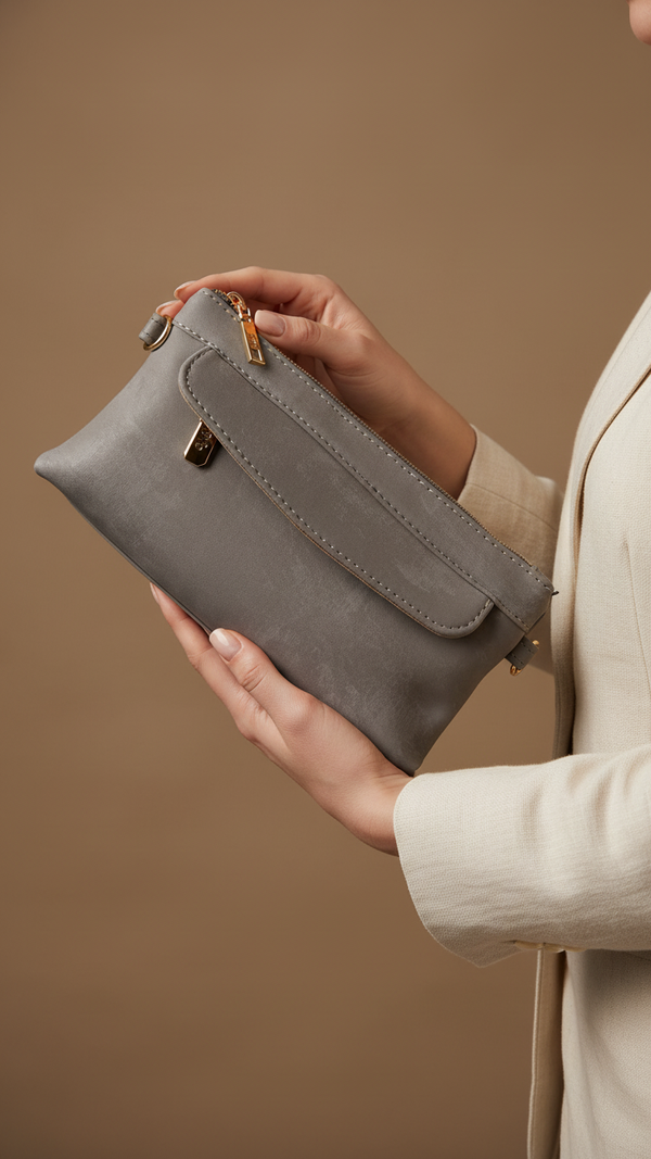 Grey Casual Pouch For Women P97684