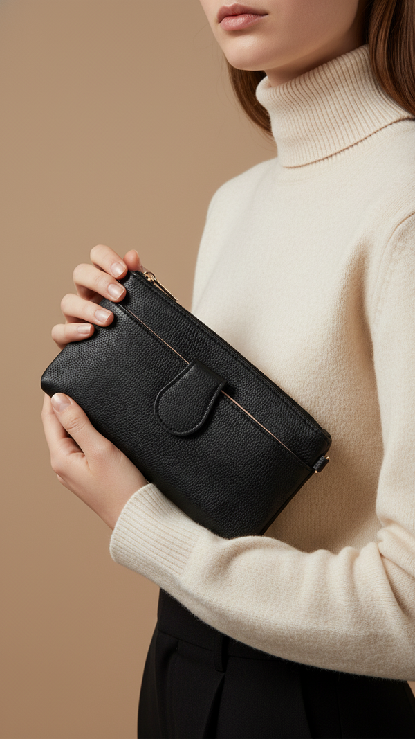 Black Casual Pouch For Ladies P97689