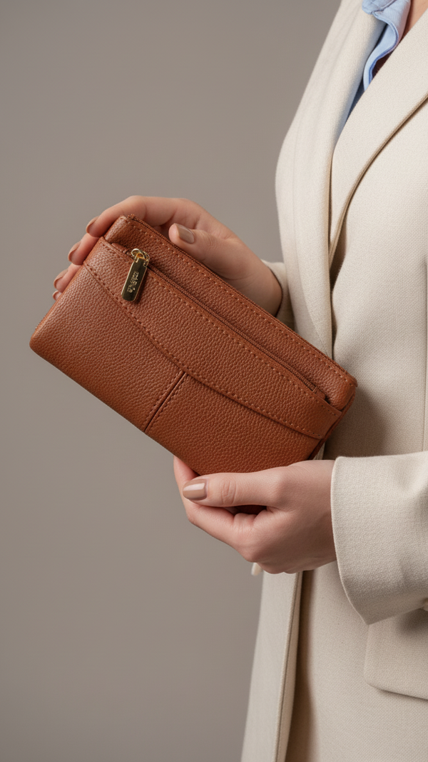 Brown Casual Pouch For Ladies P97690