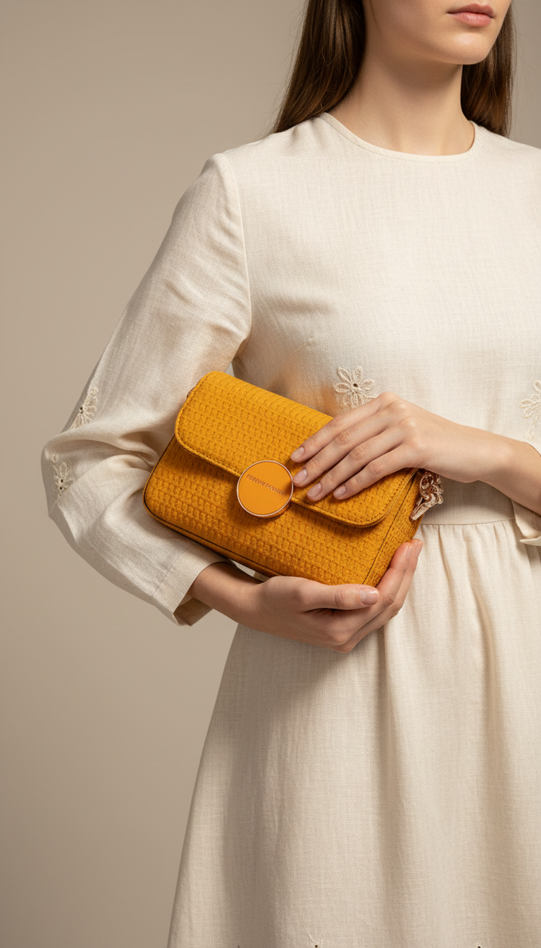 Yellow Casual Pouch For Women P97707