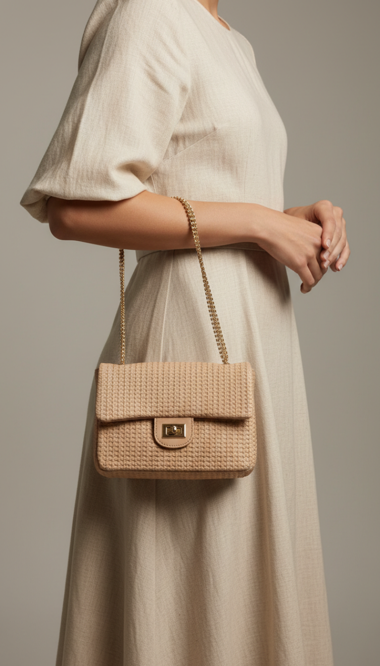 Beige Casual Pouch For Women P97708