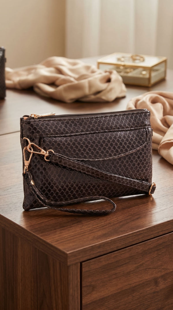 Brown Casual Pouch For Women P97733