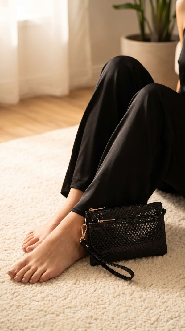 Black Casual Pouch For Women P97735