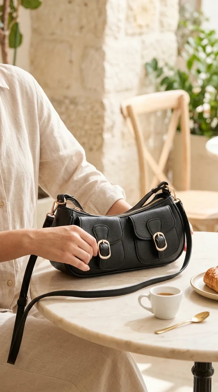 Black Casual Pouch For Ladies P97760