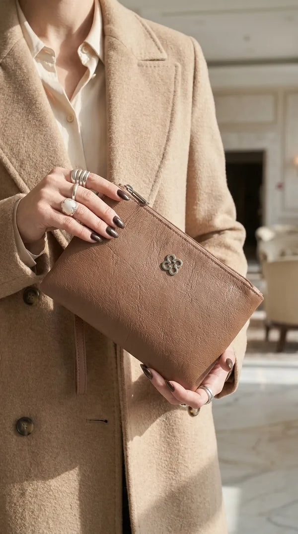 Beige Casual Pouch For Ladies P97775