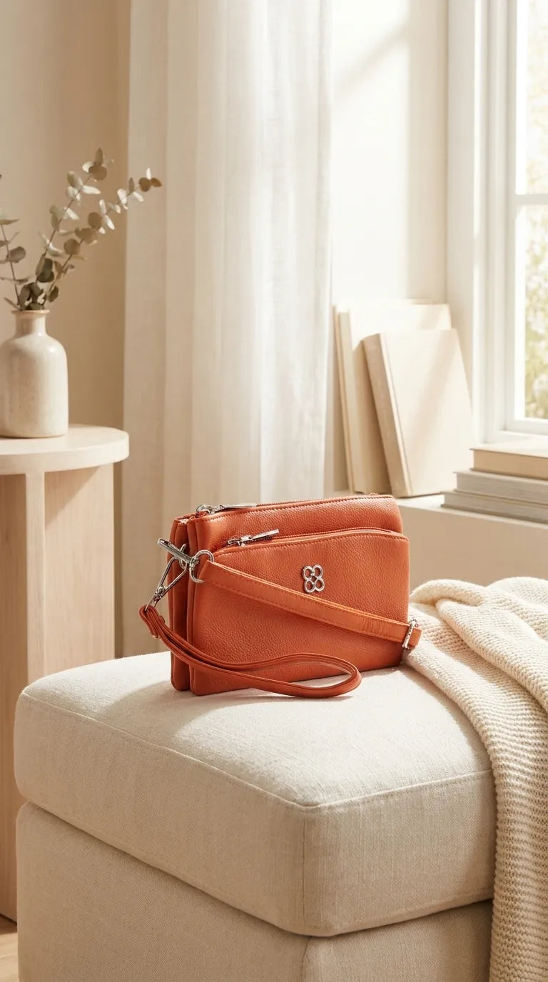 Orange Casual Pouch For Ladies P97776
