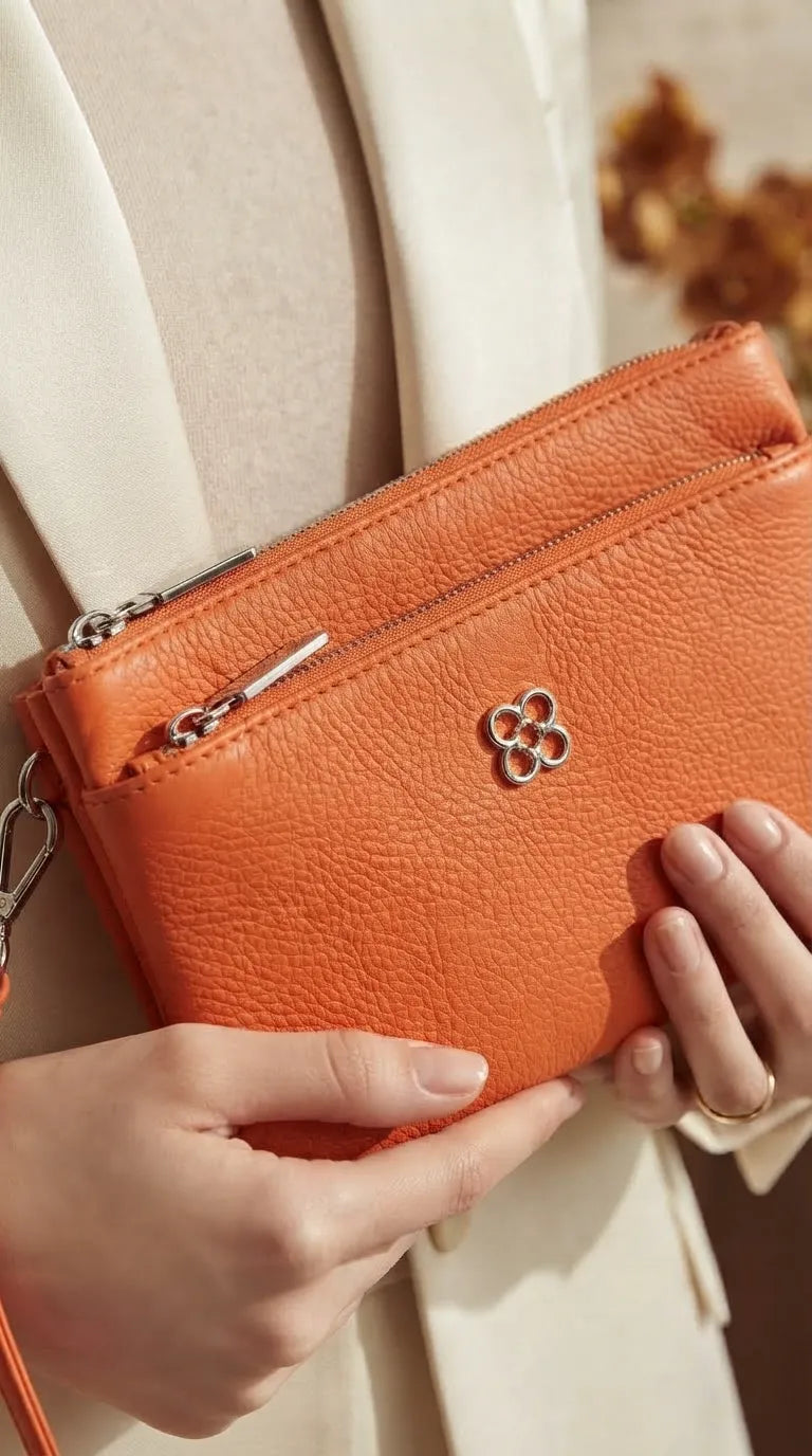 Orange Casual Pouch For Ladies P97776