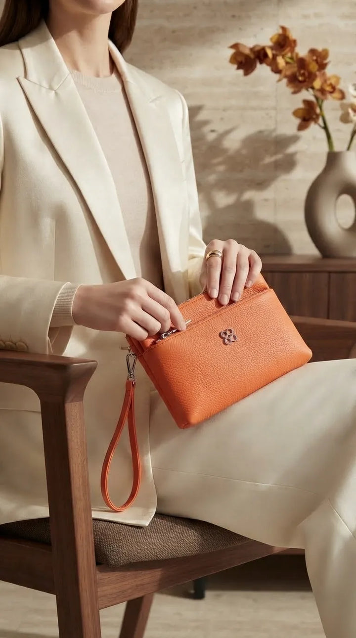 Orange Casual Pouch For Ladies P97776