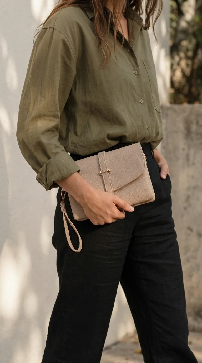 Beige Formal Clutch For Women P97805
