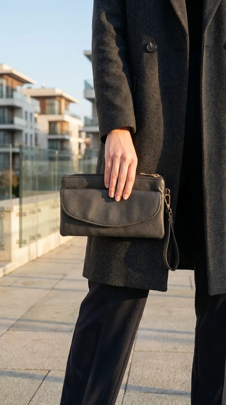 Grey Casual Pouch For Women P97815
