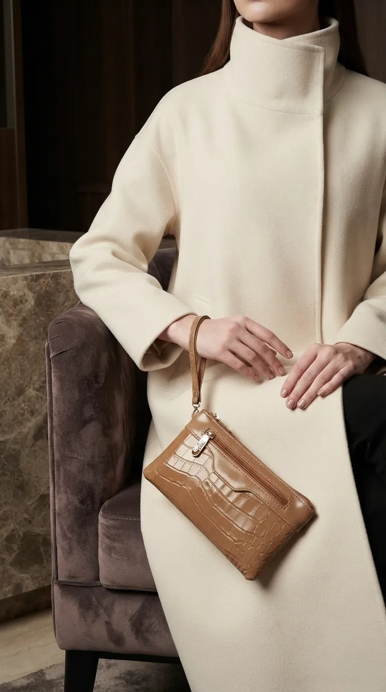 Beige Casual Pouch For Women P97817