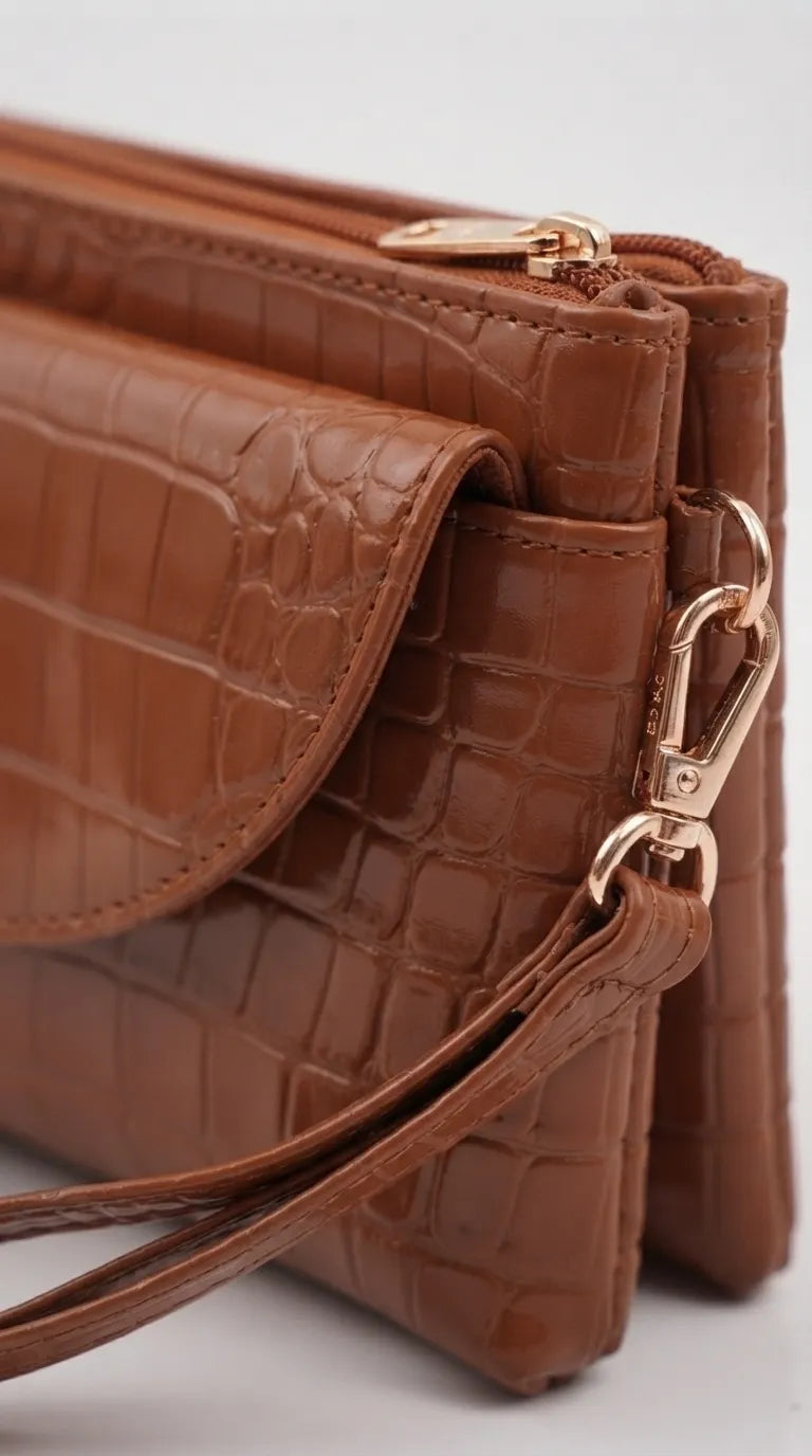 Brown Casual Pouch For Women P97818