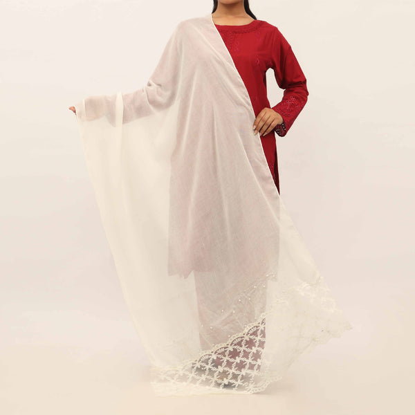 Cream Embroidered Stole PD5244