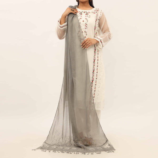 Grey Embroidered Stole PD5247