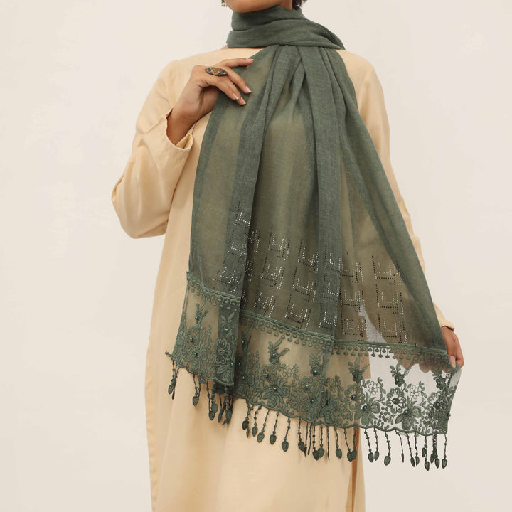 Green Embroidered Stole PD5248
