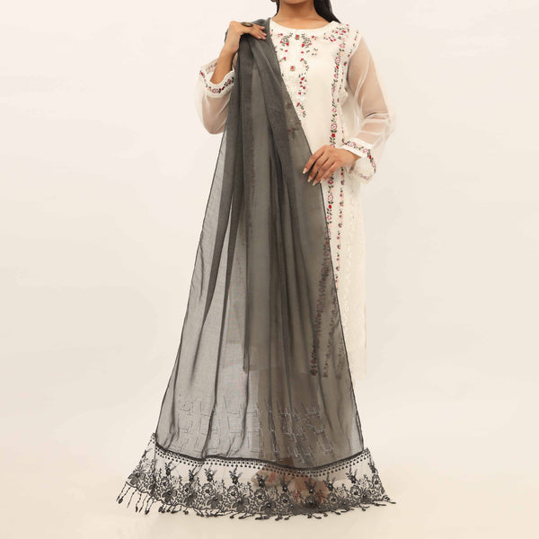 Black Embroidered Stole PD5250