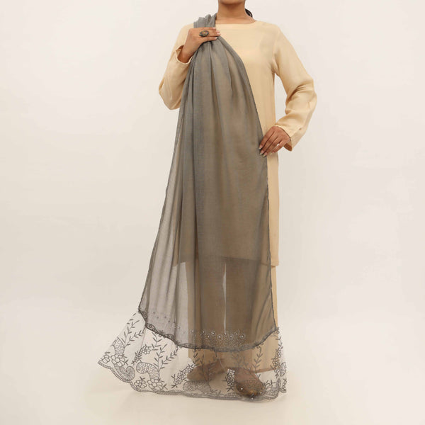 Grey Embroidered Stole PD5252