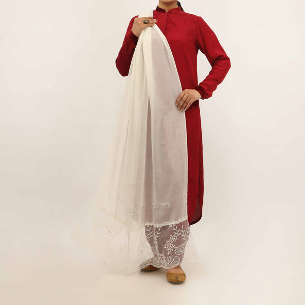 Cream Embroidered Stole PD5253