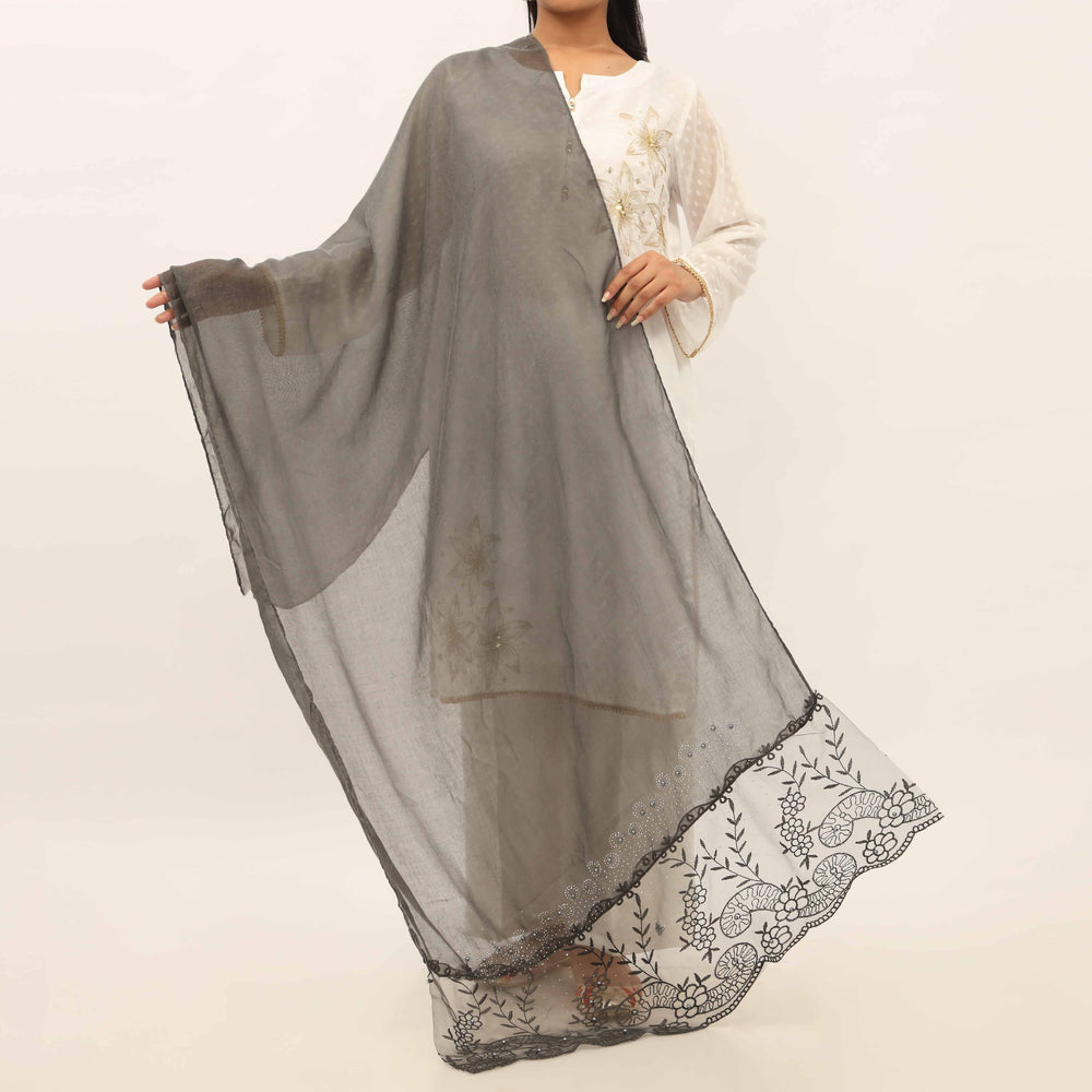 Black Embroidered Stole PD5254