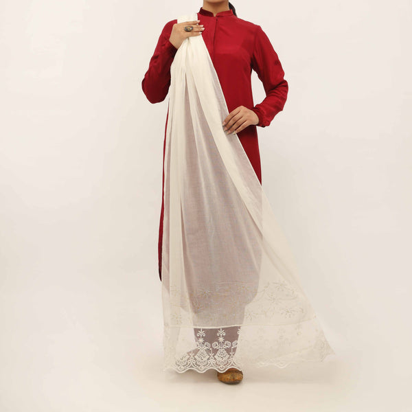 Cream Embroidered Stole PD5257