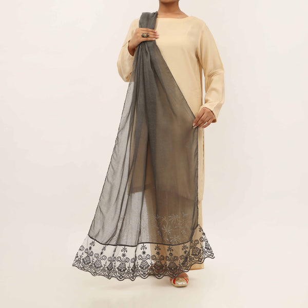 Black Embroidered Stole PD5258