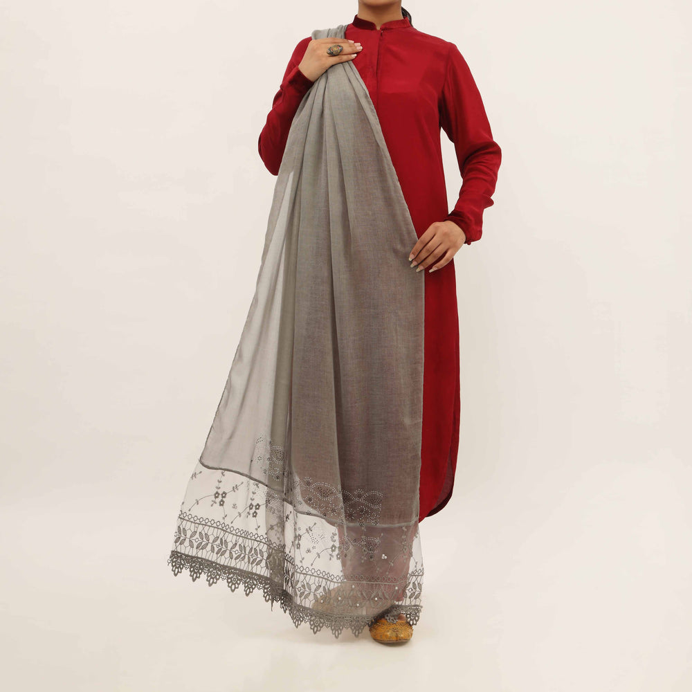 Grey Embroidered Stole PD5259