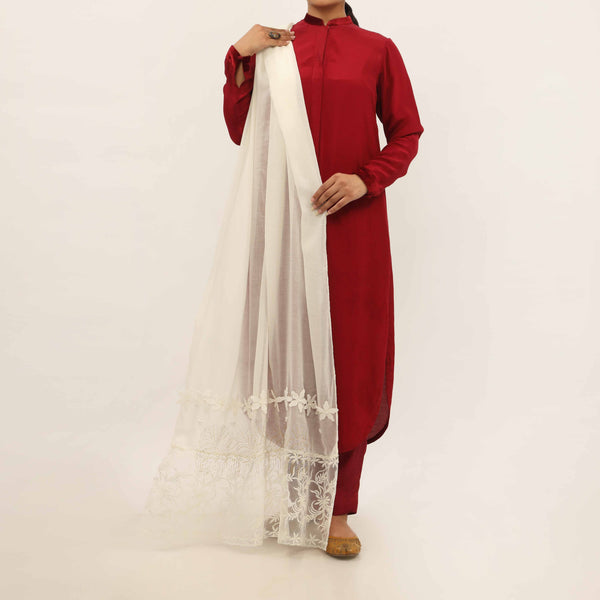 Cream Embroidered Stole PD5268